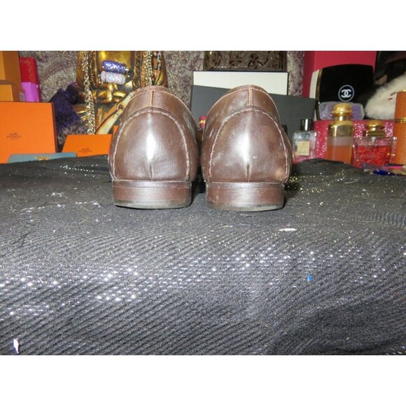 Cole Haan Chocolate Bamboo Italian Leather Center Weave Moccasin Driver Loafers - Picture 4 of 11